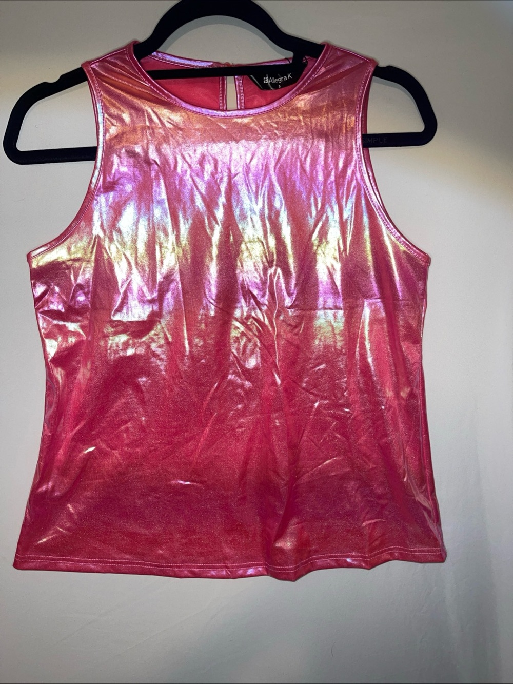 Allegra K Pink Iridescent Metallic Tank Top